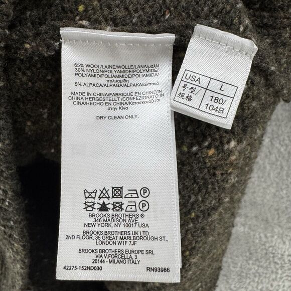 Brooks Brothers Red Fleece Sweater Mens L Green Wool Blend Shawl Collar 1/4 Zip - Picture 12 of 12